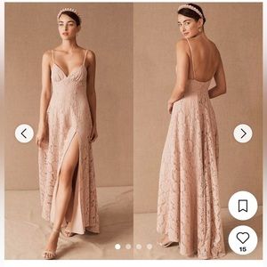 Fame and Partners X Anthropologie Charlotte Lace Dress Pink